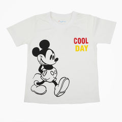 Boys Printed Half Sleeves T-Shirt - White