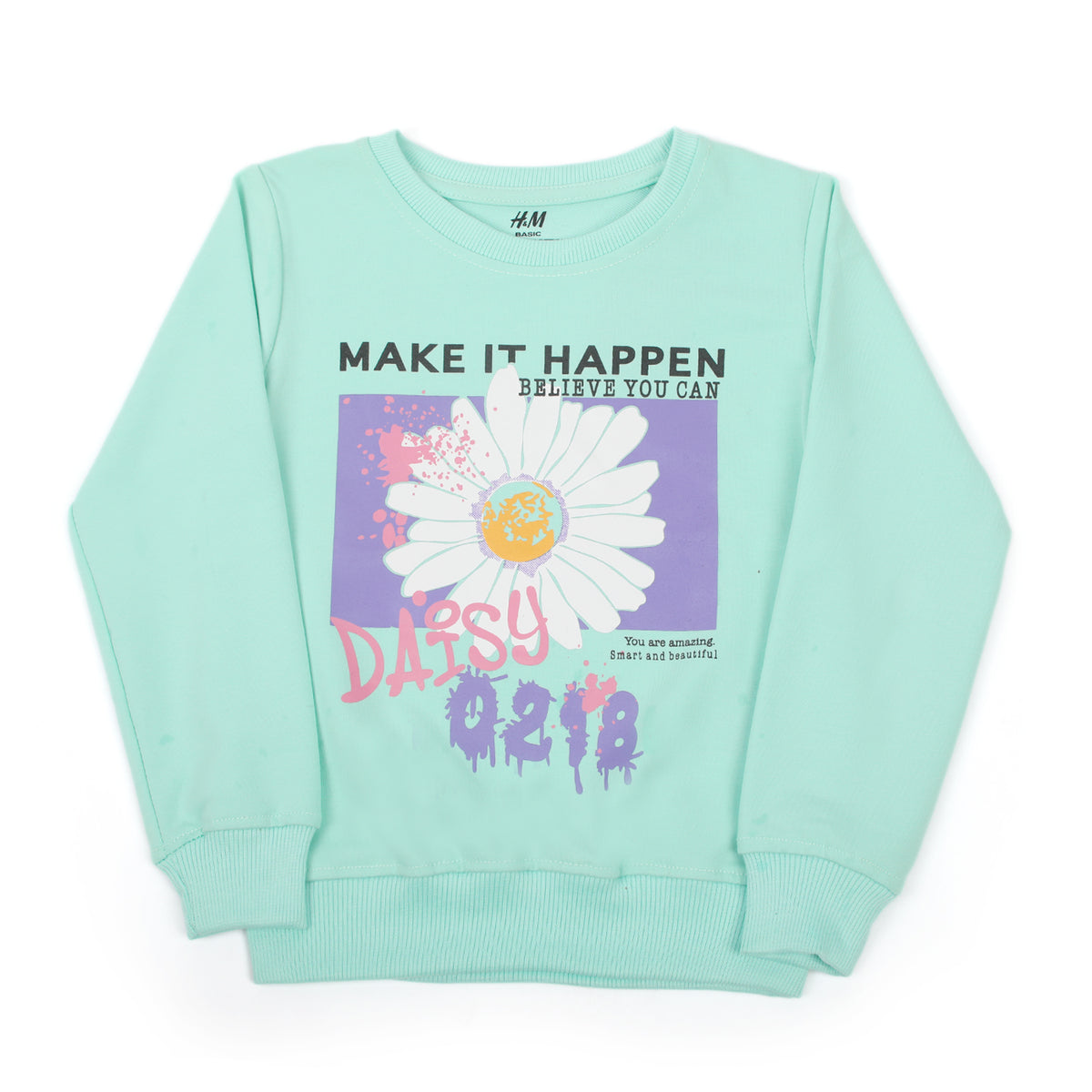 Girls Full Sleeves Sweat Shirt - Cyan, Girls Hoodies & Sweat Shirts, Chase Value, Chase Value