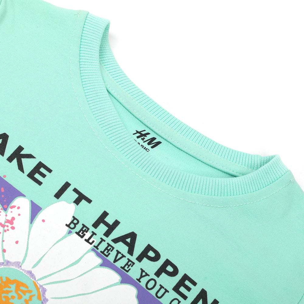 Girls Full Sleeves Sweat Shirt - Cyan, Girls Hoodies & Sweat Shirts, Chase Value, Chase Value