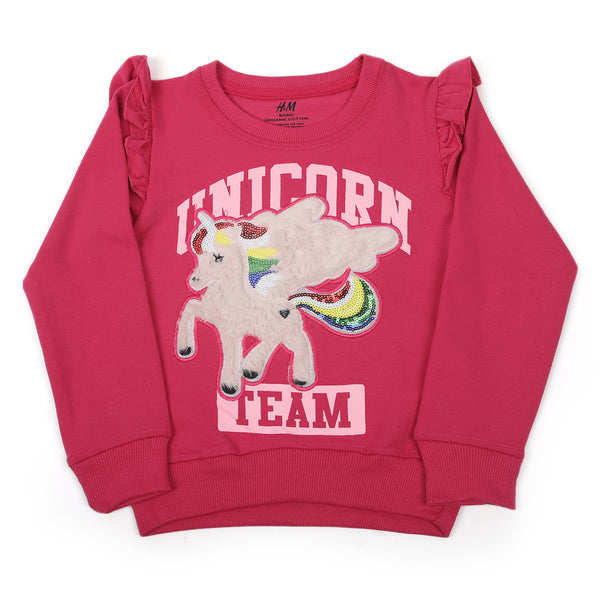 Girls Full Sleeves Sweat Shirt - Pink