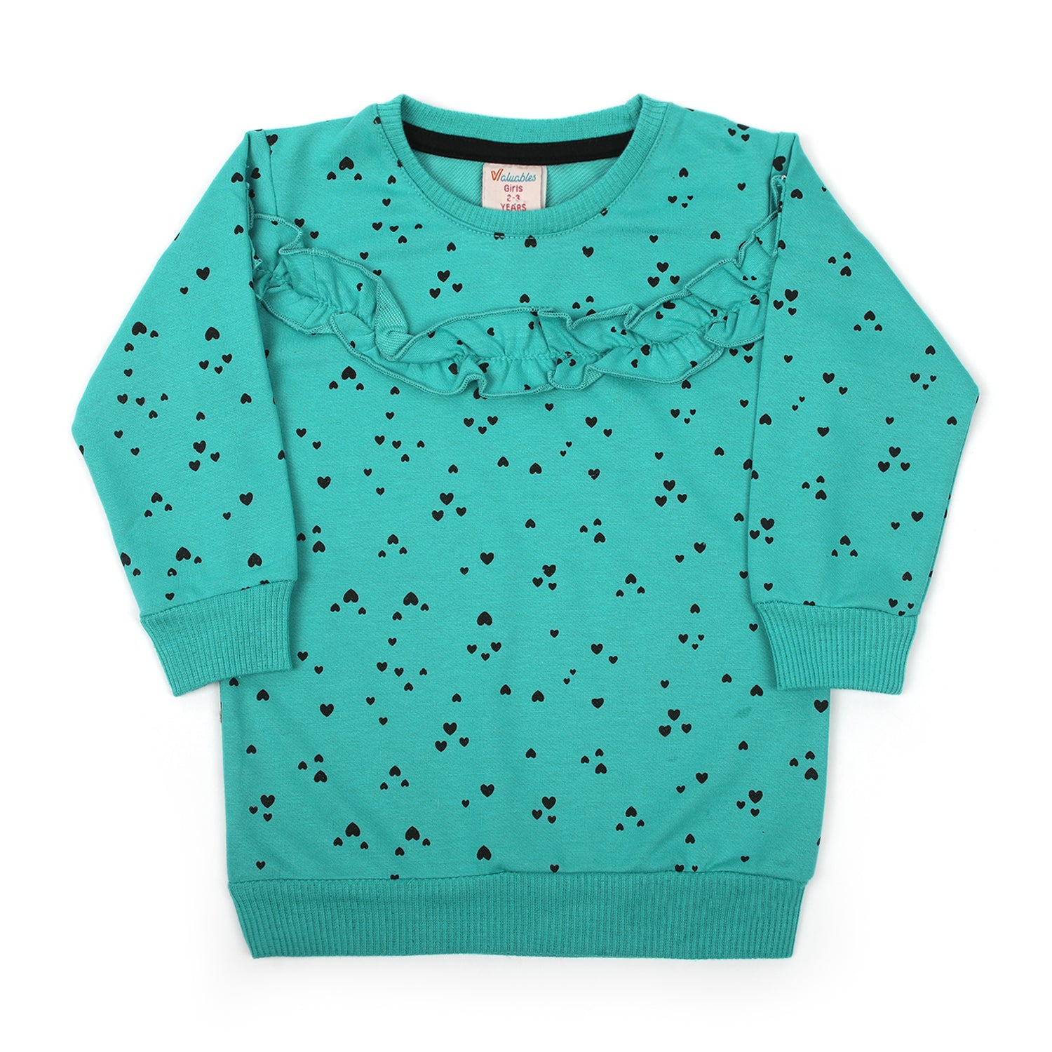 Girls Full Sleeves Sweat Shirt - Green, Girls Hoodies & Sweat Shirts, Chase Value, Chase Value