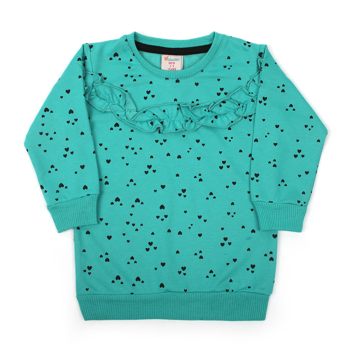 Girls Full Sleeves Sweat Shirt - Green, Girls Hoodies & Sweat Shirts, Chase Value, Chase Value