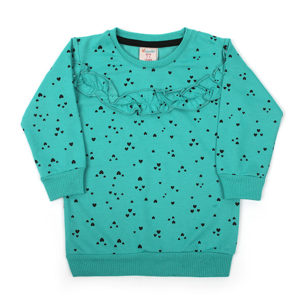 Girls Full Sleeves Sweat Shirt - Green