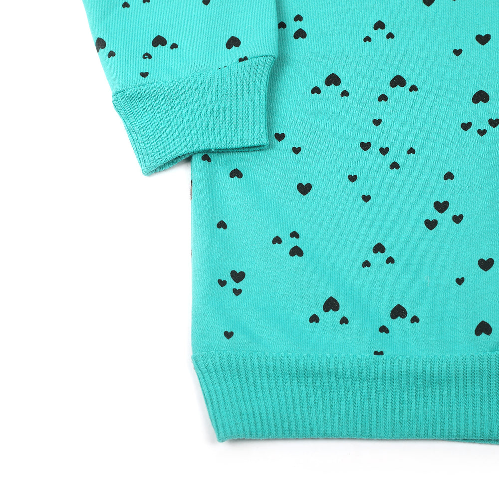 Girls Full Sleeves Sweat Shirt - Green, Girls Hoodies & Sweat Shirts, Chase Value, Chase Value