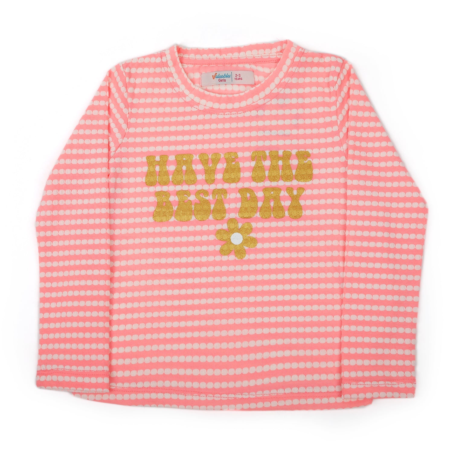 Girls Full Sleeves T-Shirt - Pink, Girls T-Shirts, Chase Value, Chase Value