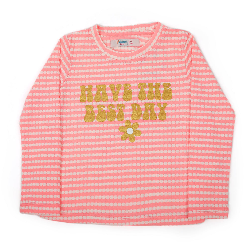 Girls Full Sleeves T-Shirt - Pink, Girls T-Shirts, Chase Value, Chase Value