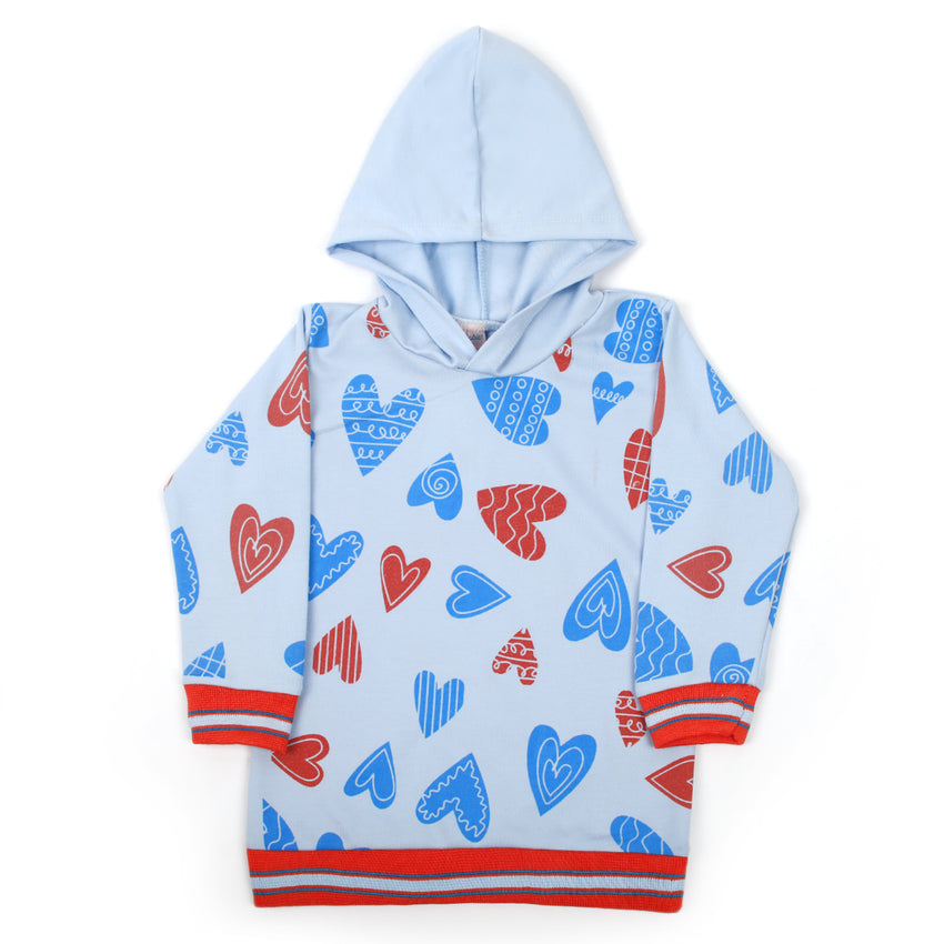 Girls Full Sleeves Hoodie T-Shirt - Sky Blue