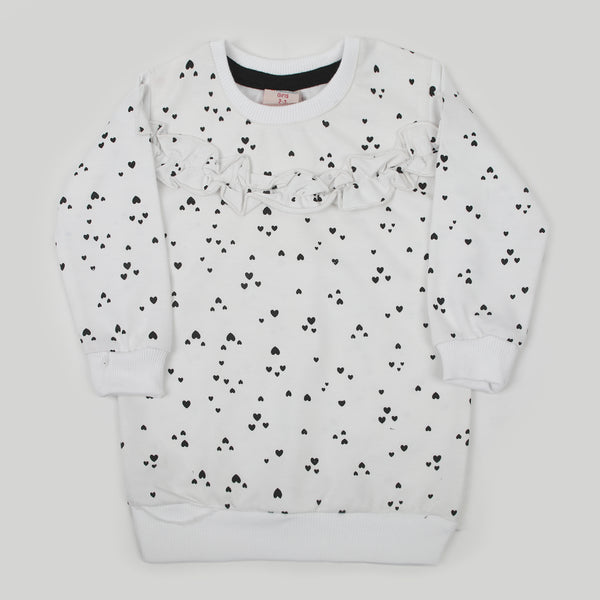 Girls Full Sleeves Sweat Shirt - White