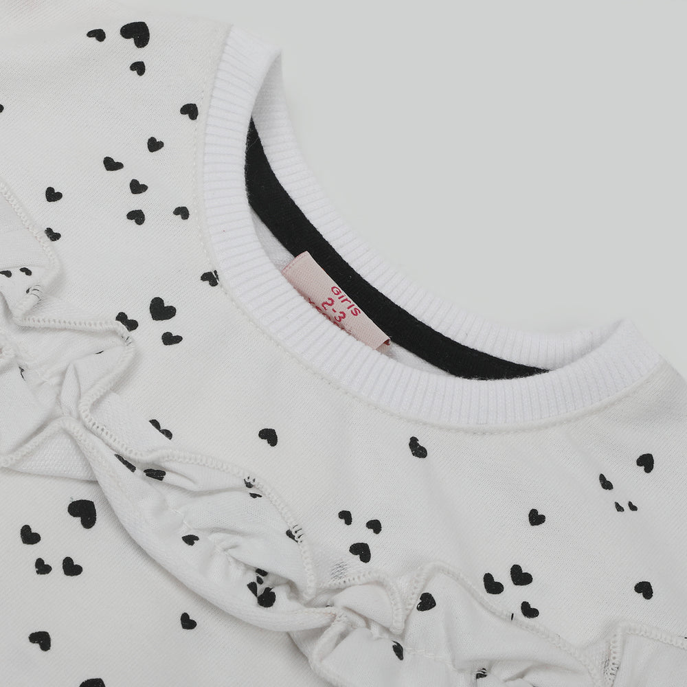 Girls Full Sleeves Sweat Shirt - White, Girls Hoodies & Sweat Shirts, Chase Value, Chase Value