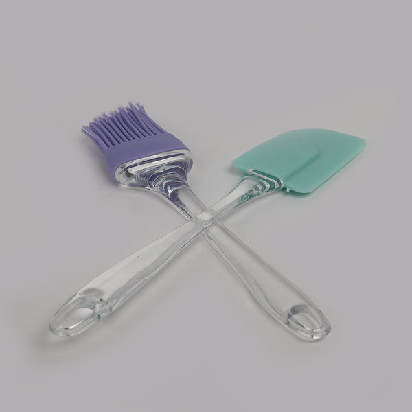 Spatula & Oil Brush Set - Purple & Cyan