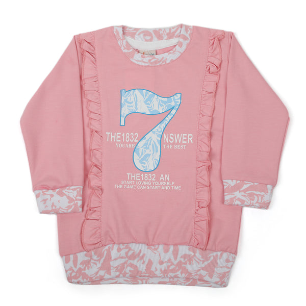 Girls Full Sleeves Sweat Shirt - Pink