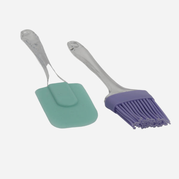 Spatula & Oil Brush Set - Purple & Cyan