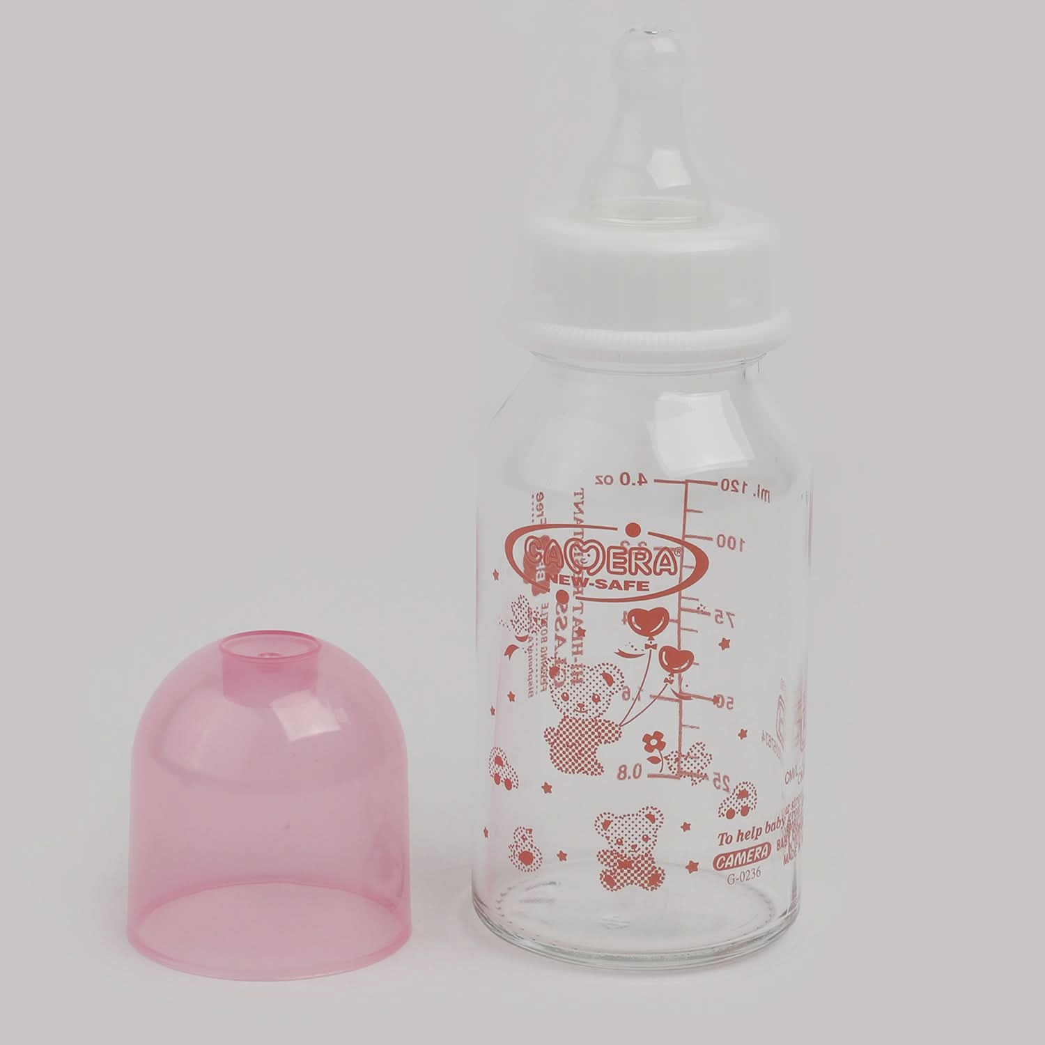 Glass Feeder Bottle 4oz - Pink, Feeding Supplies, Chase Value, Chase Value