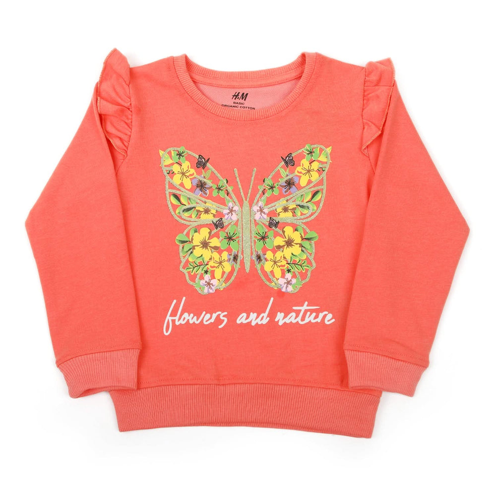 Girls Full Sleeves Sweat Shirt - Peach, Girls Hoodies & Sweat Shirts, Chase Value, Chase Value