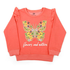 Girls Full Sleeves Sweat Shirt - Peach