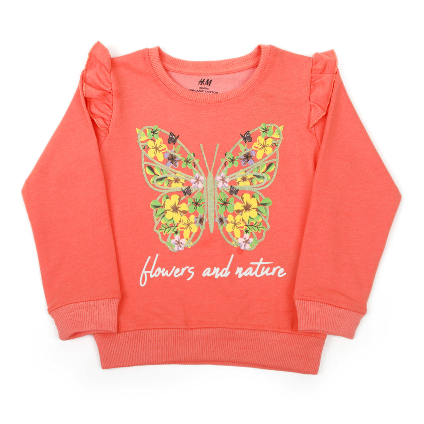 Girls Full Sleeves Sweat Shirt - Red