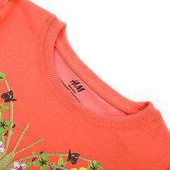 Girls Full Sleeves Sweat Shirt - Peach