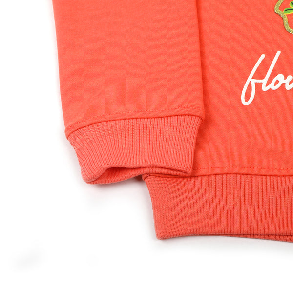 Girls Full Sleeves Sweat Shirt - Peach