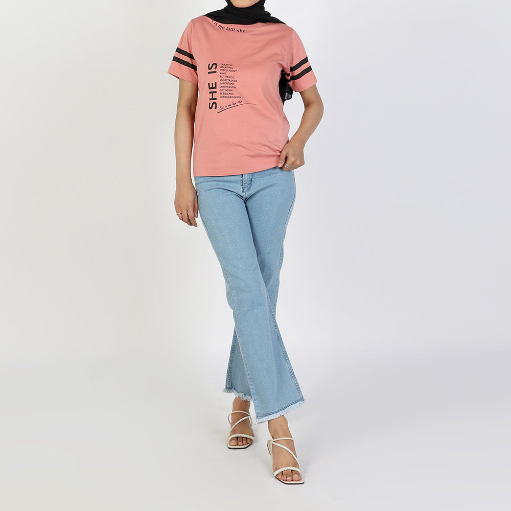 Eminent Women's Half Sleeves Printed T-Shirt - Terra Cotta, Women T-Shirts & Tops, Eminent, Chase Value