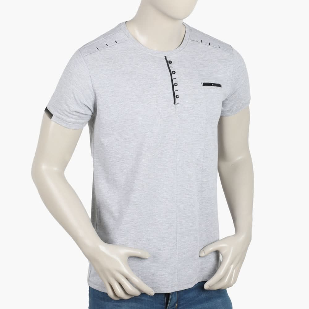 Men's Half Sleeves Fancy T-Shirt - Grey, Men's T-Shirts & Polos, Chase Value, Chase Value