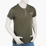 Men's Half Sleeves Fancy T-Shirt - Olive Green, Men's T-Shirts & Polos, Chase Value, Chase Value