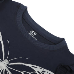 Girls Full Sleeves Sweat Shirt - Navy Blue