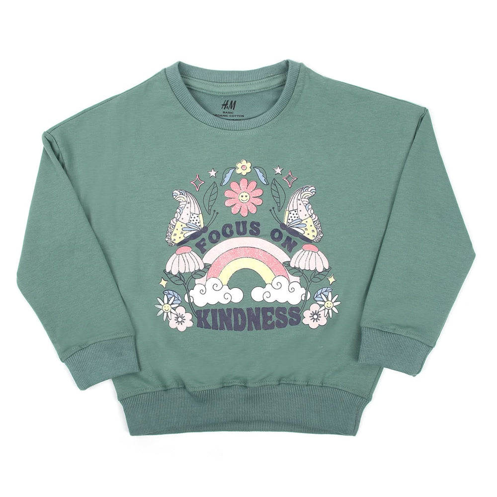 Girls Full Sleeves Sweat Shirt - Steel Green, Girls Hoodies & Sweat Shirts, Chase Value, Chase Value