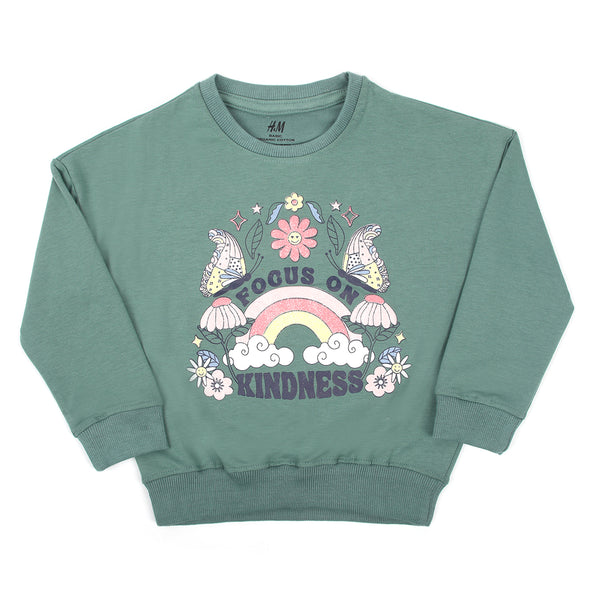 Girls Full Sleeves Sweat Shirt - Steel Green