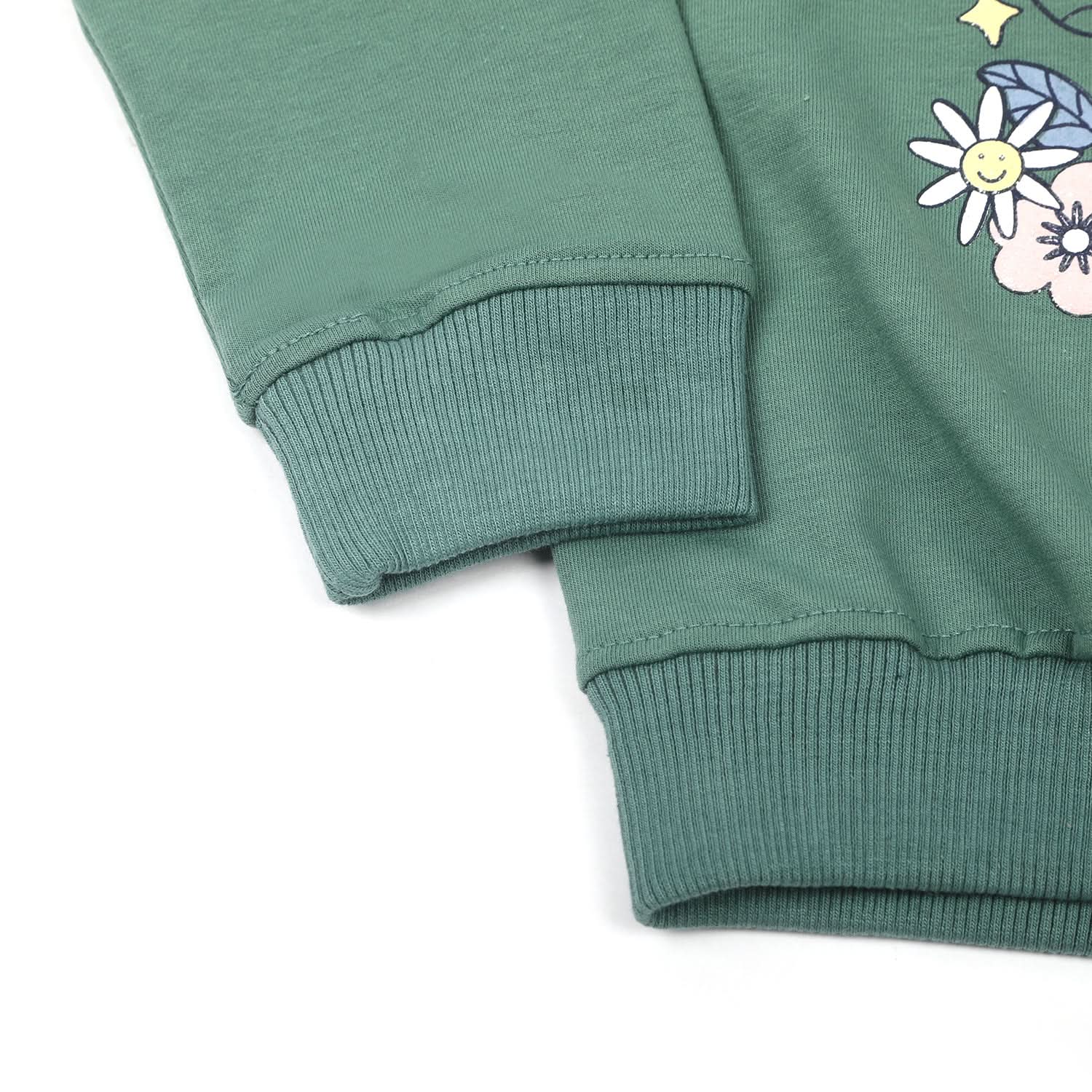 Girls Full Sleeves Sweat Shirt - Steel Green, Girls Hoodies & Sweat Shirts, Chase Value, Chase Value