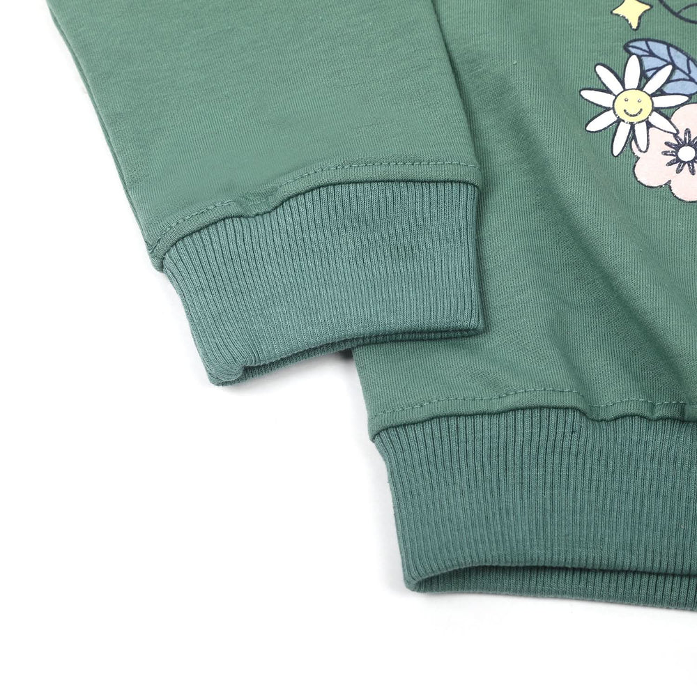 Girls Full Sleeves Sweat Shirt - Steel Green, Girls Hoodies & Sweat Shirts, Chase Value, Chase Value