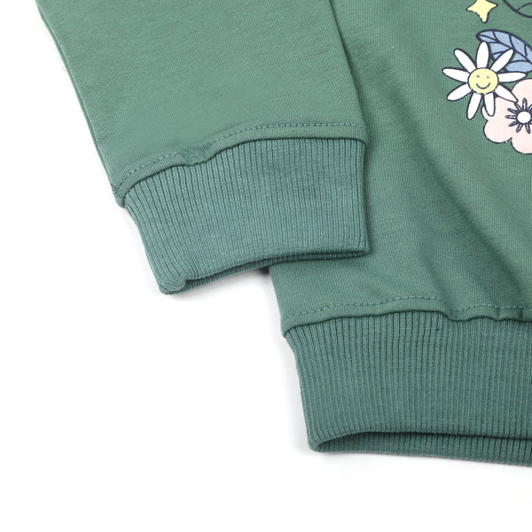 Girls Full Sleeves Sweat Shirt - Steel Green