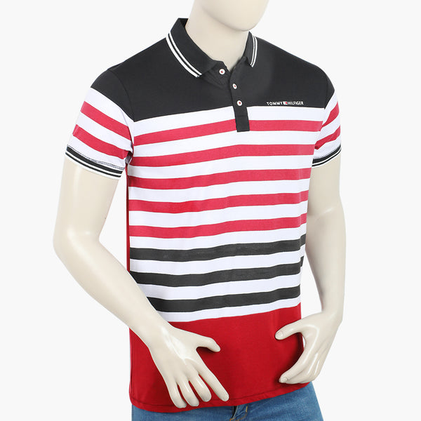 Men's Half Sleeves Fancy Polo T-Shirt - Red