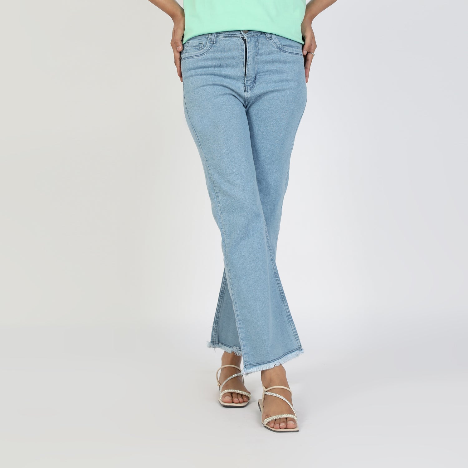 Women's Wide Leg Denim - Mid Blue, Women Pants & Tights, Chase Value, Chase Value