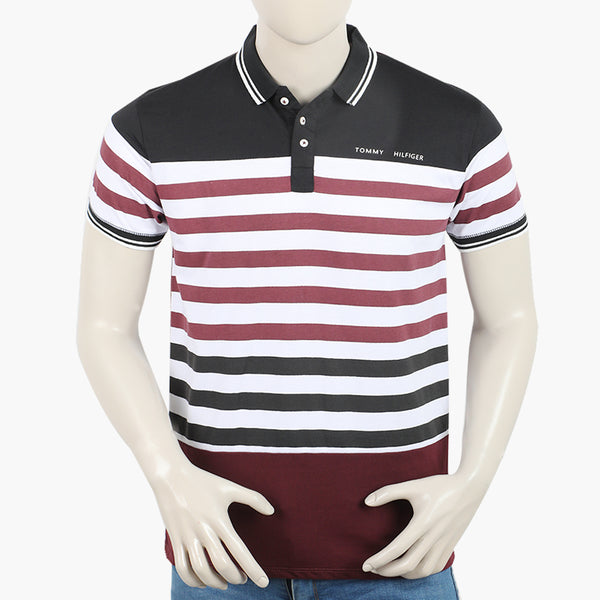 Men's Half Sleeves Fancy Polo T-Shirt - Maroon