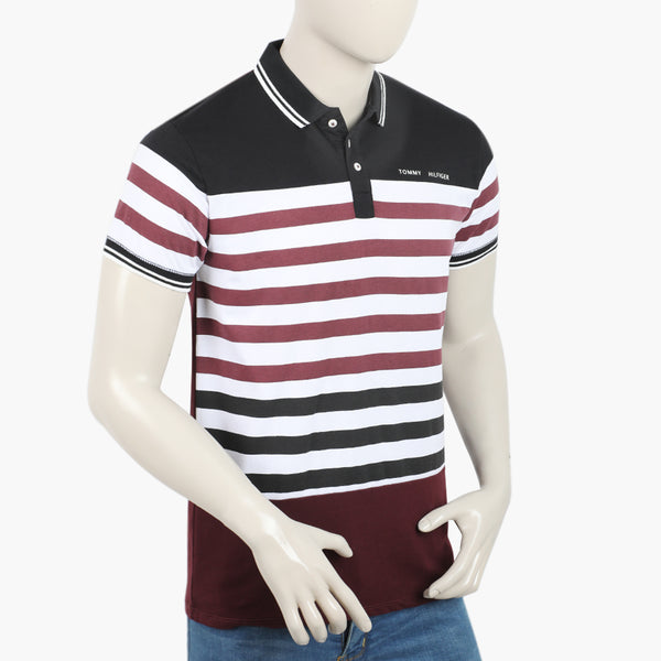 Men's Half Sleeves Fancy Polo T-Shirt - Maroon