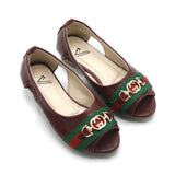 Girls Open-Toe Stylis Shoe - Maroon, Girls Pumps, Chase Value, Chase Value