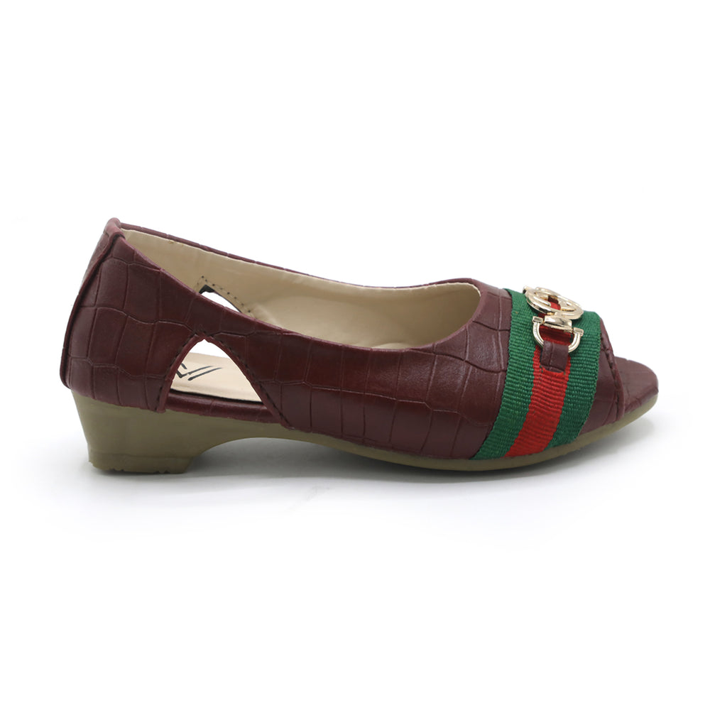 Girls Open-Toe Stylis Shoe - Maroon, Girls Pumps, Chase Value, Chase Value