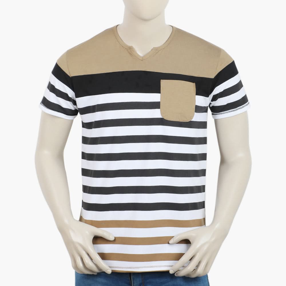 Men's Half Sleeves Fancy T-Shirt - Khaki, Men's T-Shirts & Polos, Chase Value, Chase Value