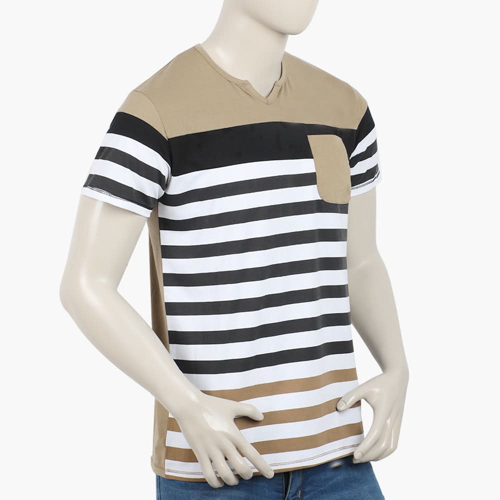 Men's Half Sleeves Fancy T-Shirt - Khaki, Men's T-Shirts & Polos, Chase Value, Chase Value