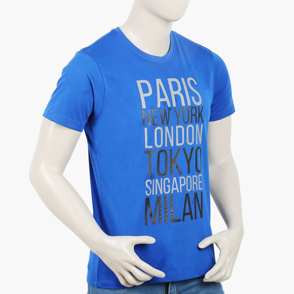 Men's Round Neck Half Sleeves Printed T-Shirt - Royal Blue, Men's T-Shirts & Polos, Chase Value, Chase Value