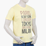 Men's Round Neck Half Sleeves Printed T-Shirt - Yellow, Men's T-Shirts & Polos, Chase Value, Chase Value