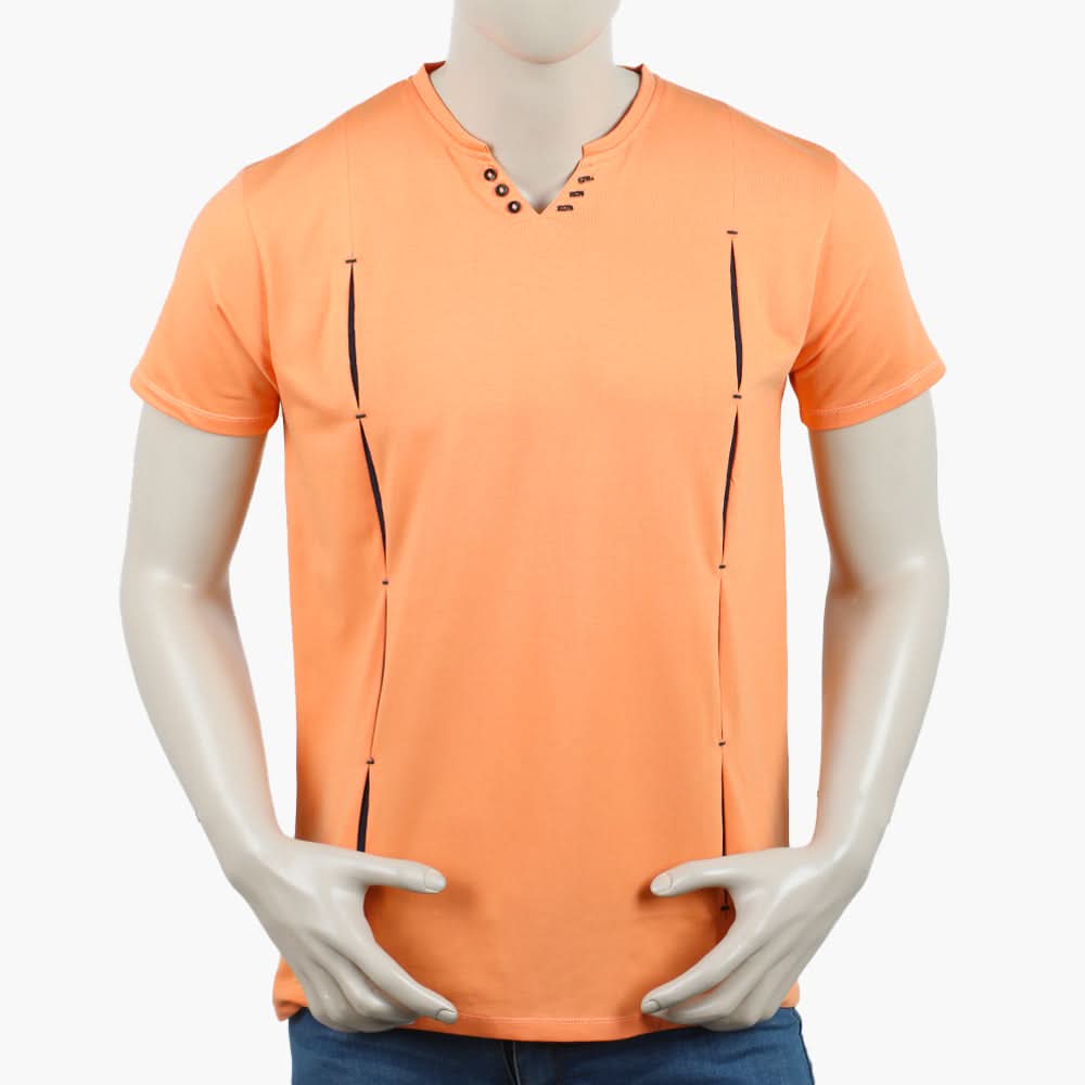 Men's Round Neck Half Sleeves T-Shirt - Orange, Men's T-Shirts & Polos, Chase Value, Chase Value