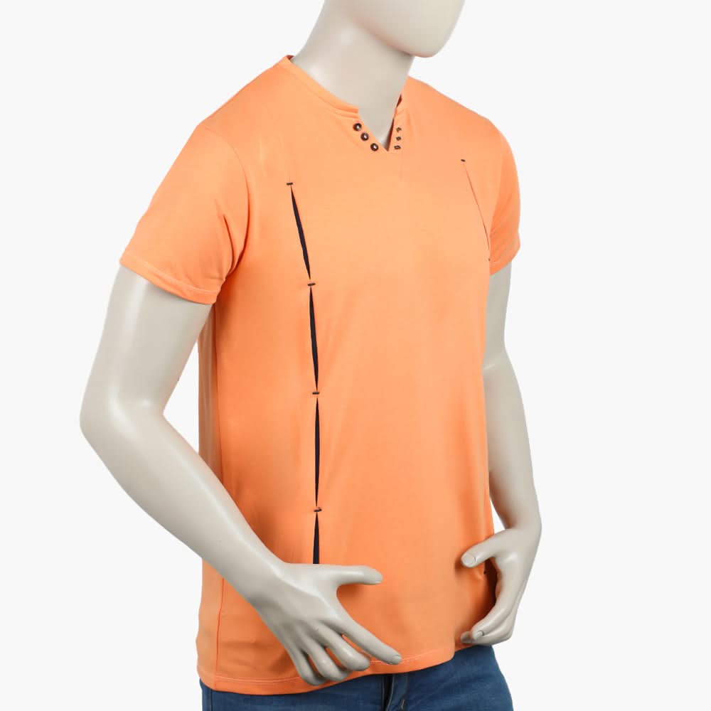 Men's Round Neck Half Sleeves T-Shirt - Orange, Men's T-Shirts & Polos, Chase Value, Chase Value