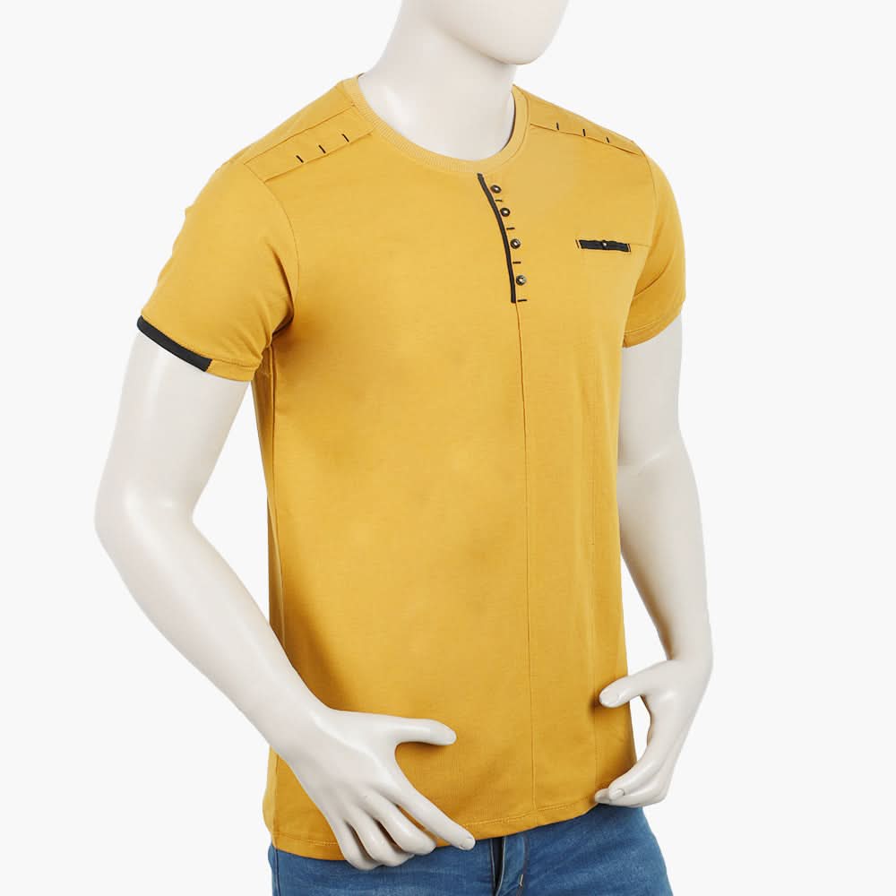 Men's Half Sleeves Fancy T-Shirt - Mustard, Men's T-Shirts & Polos, Chase Value, Chase Value
