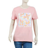 Women's Half Sleeves Printed T-Shirt - Tea Pink, Women T-Shirts & Tops, Chase Value, Chase Value