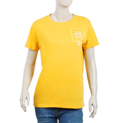 Women's Half Sleeves Printed T-shirt - Yellow