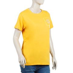 Women's Half Sleeves Printed T-shirt - Yellow
