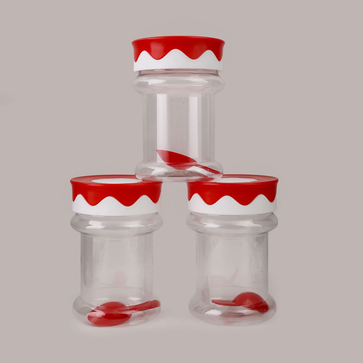 Safari Fancy Kitchen Jar Set Pack Of 3 550ml - Red, Storage Boxes, Chase Value, Chase Value