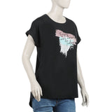 Women's Half Sleeves Printed T-Shirt - Black, Women T-Shirts & Tops, Chase Value, Chase Value
