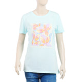 Women's Half Sleeves Printed T-Shirt - Sky Blue, Women T-Shirts & Tops, Chase Value, Chase Value